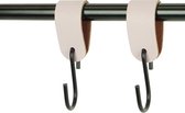 2x Leren S-haak hangers - Handles and more® | LILAPAARS - maat M  (Leren S-haken - S haken - handdoekkaakje - kapstokhaak - ophanghaken)