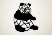 Wanddecoratie - Zittende panda - M - 73x60cm - Zwart - muurdecoratie - Line Art