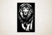 Wanddecoratie - Wandpaneel leeuw tijger - XS - 30x18cm - Zwart - muurdecoratie - Line Art