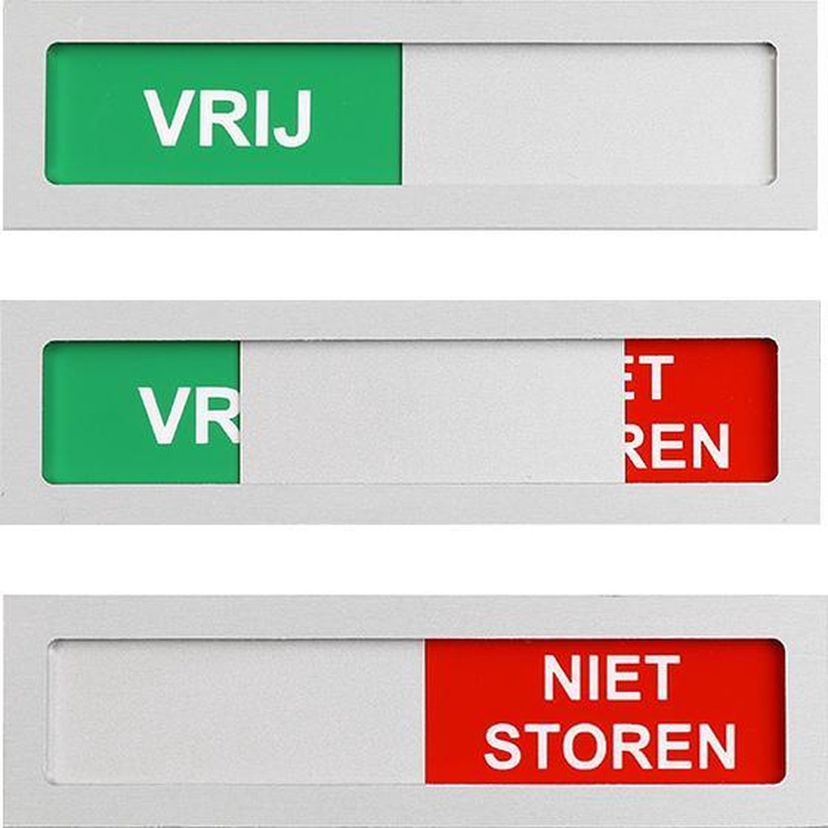 Schuifbordje Vrij - Niet Storen deur bordje - 100 mm x 28 mm - Met maar 4 mm dikte geen blok op je deur - Promessa-Design.