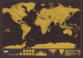 Kras wereldkaart - Scratch worldmap - Scratch map - Kraskaart - Poster - Reizen - Kaart - Wereldkaart - Landen - Zwart/Goud - 42 X 30 cm