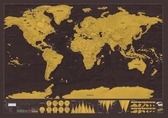Donau grafisch Ontembare Kras wereldkaart - Scratch worldmap - Scratch map - Kraskaart - Poster -  Reizen -... | bol.com