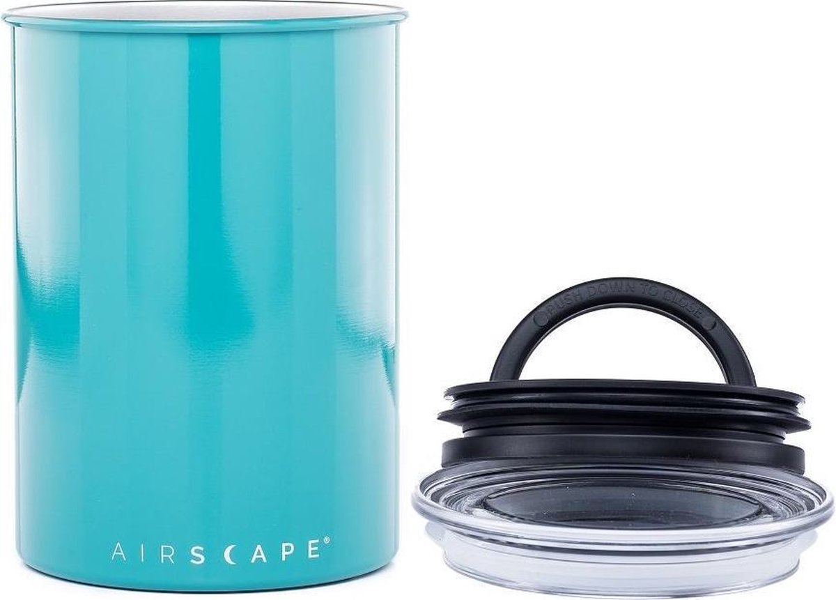 Airscape® Classic 500gr. -voorraadpot -voorraadbus - vershouddoos - voedselveilig - BPA vrij - koffiepot - vacuümdeksel - Turquoise -