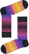 Happy Socks Sunrise Stripe Sokken - Geel/Paars/Zwart - Maat 41-46