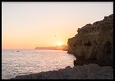 Poster Portugal Zonsondergang - 30x40 cm Met Fotolijst - Ingelijst - WALLLL