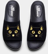 Koi Footwear Riku Cat Face Plateau Slippers Zwart Goud