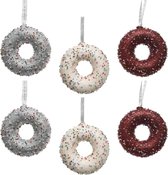6x Kerstboom versieringen donuts snoepgoed van 10 cm - kersthangers ornamenten/figuren
