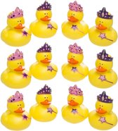 12x Badeendjes prinsessen badspeelgoed 5 cm - Speelgoed - Badspeeltjes - Badeendjes