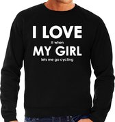 I love it when my girl lets me go cycling trui - grappige wielrennen hobby sweater zwart heren - Cadeau fietser/ wielrenner M