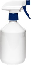 Lege plastic fles 500 ml PET apothekersfles wit - met blauwe spraykop – set van 10 stuks - Navulbaar - leeg