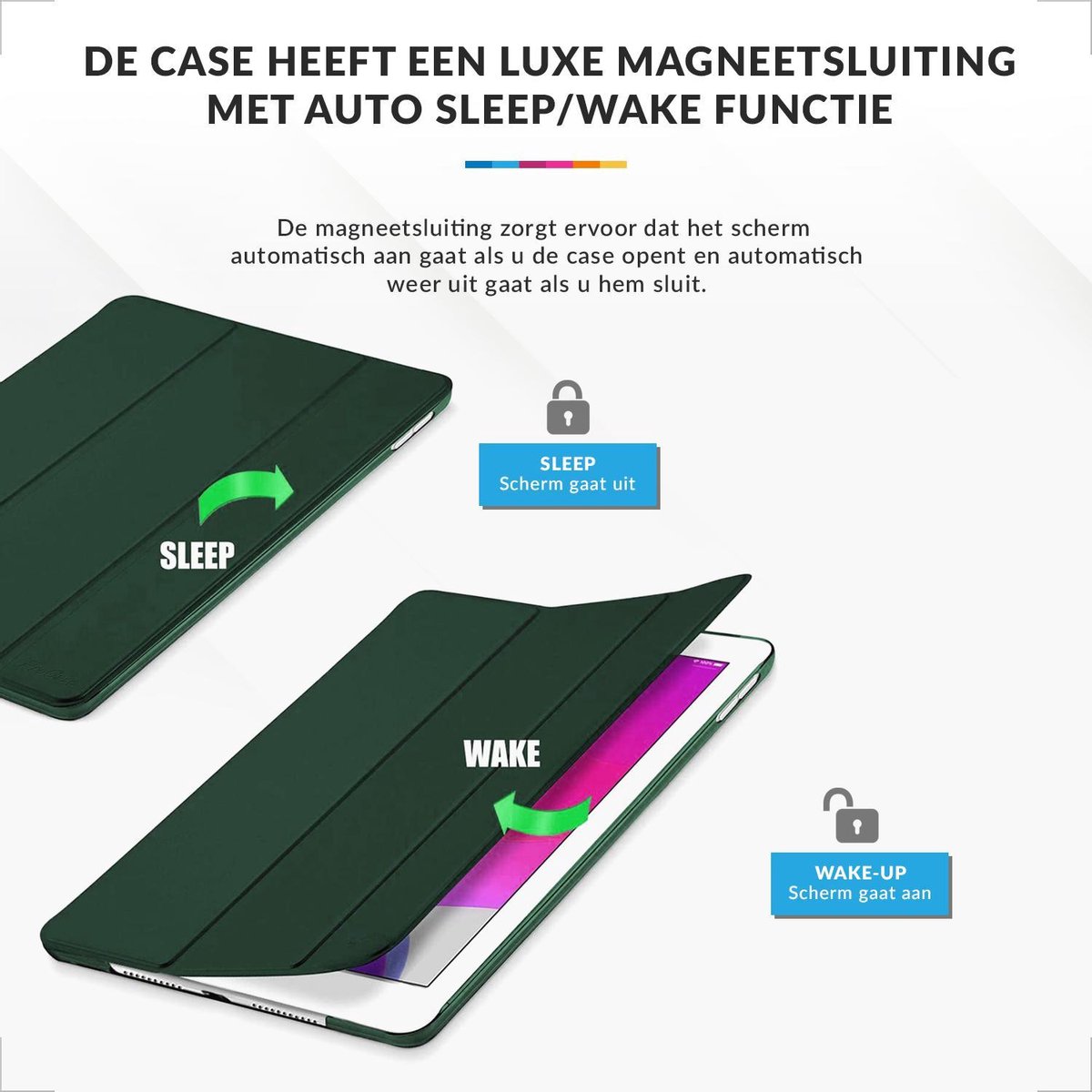 YONO Hoes geschikt voor iPad 9 10.2 inch - 9e Generatie - 8e - 7e - 2021 - 2020 - 2019 - Case Cover - Tablet Hoesje - Donkergroen — afbeelding 2