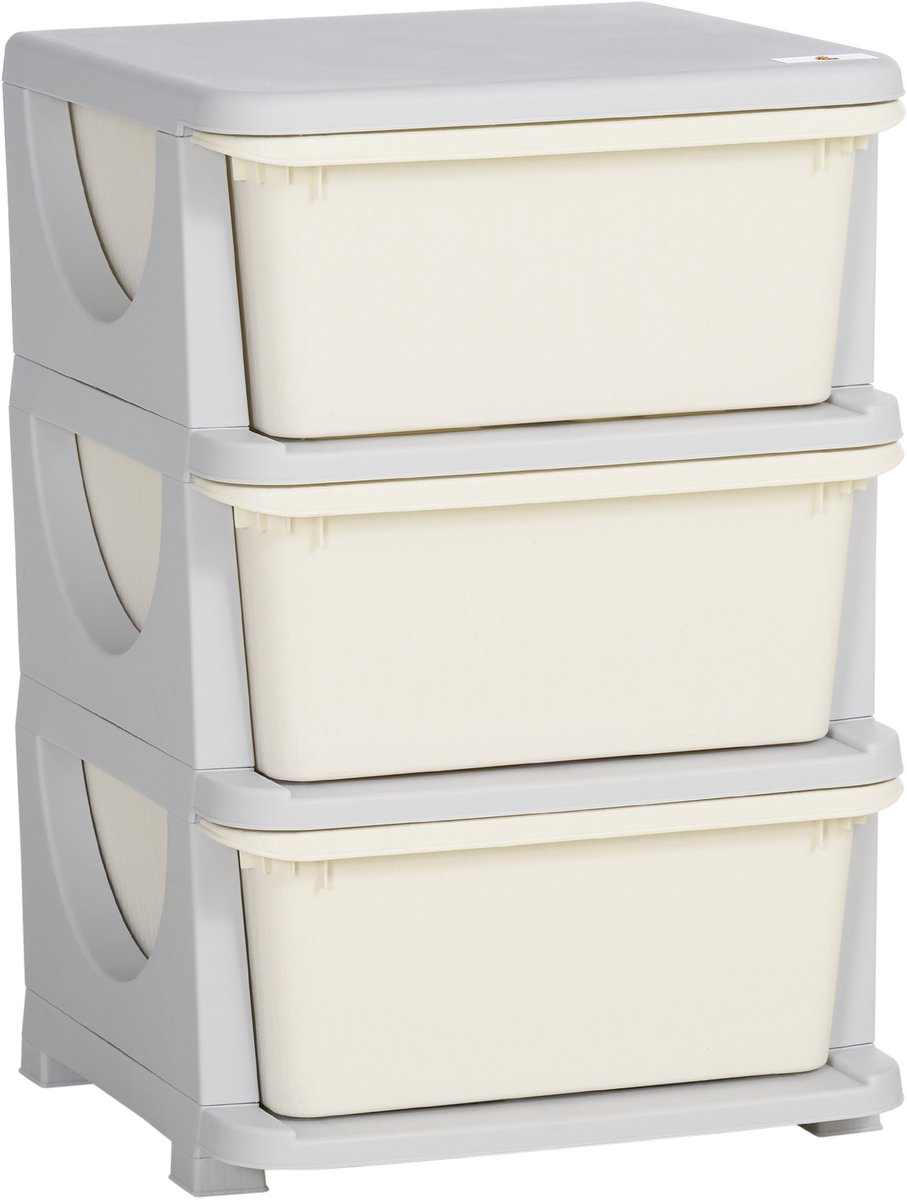 HOMCOM Kids Storage Boxes Kunststoff 37L x 37B x 56,5H cm Cremeweiß