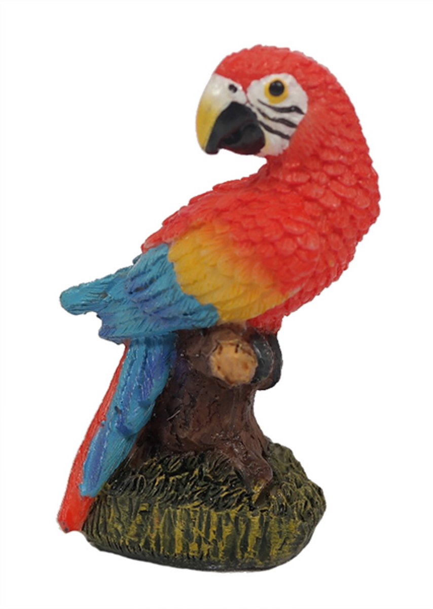 PIA Soft Toys - Papegaai rood Beeldje - 8,5 cm - Decoratief Dierenbeeld