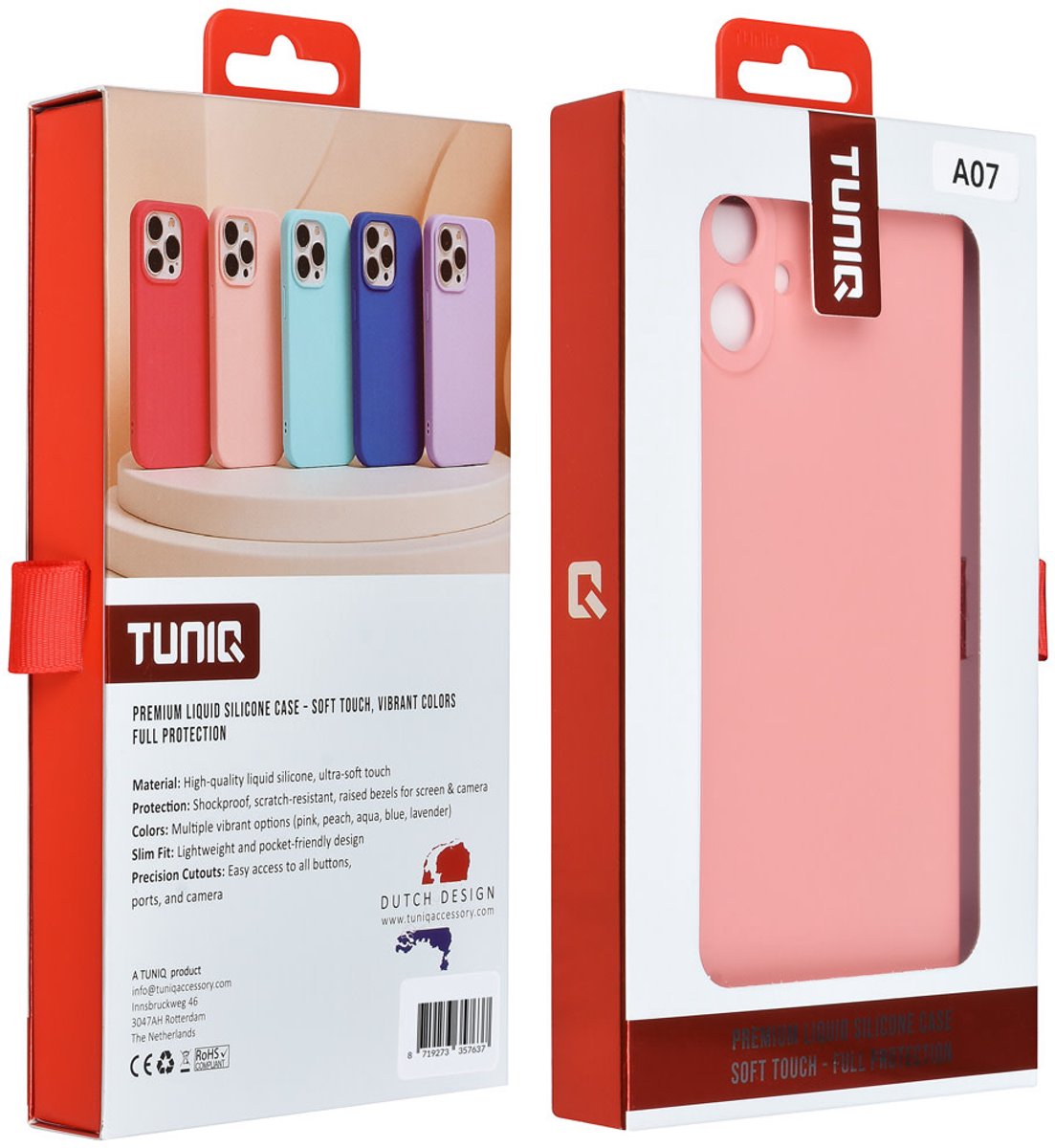 TUNIQ Back cover - Galaxy A07 - Salmon Pink - Schokabsorberend - Antislip grip