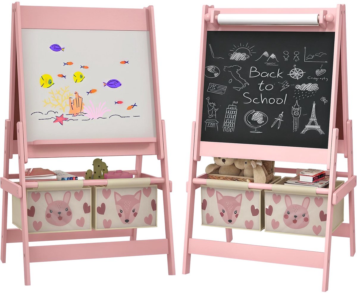AIYAPLAY Kinderstaffel MDF, grenenhout 54L x 46,5B x 93H cm Roze