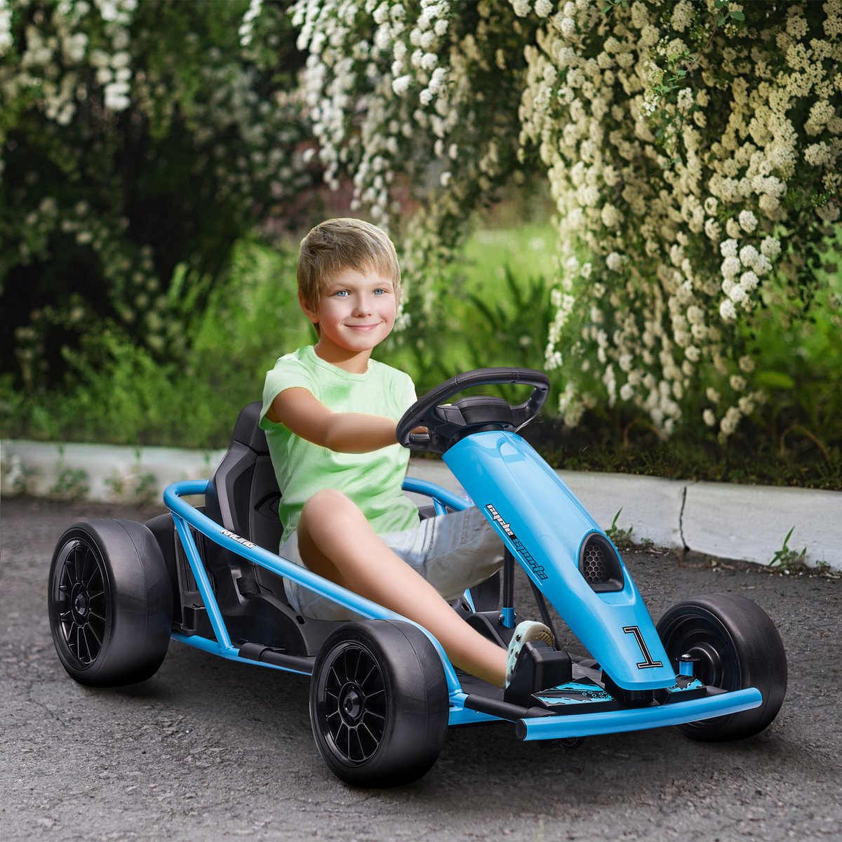 HOMCOM Elektrische Kart voor Kinderen Kunststof, Metaal 115L x 77B x 54H cm Blauw — afbeelding 4