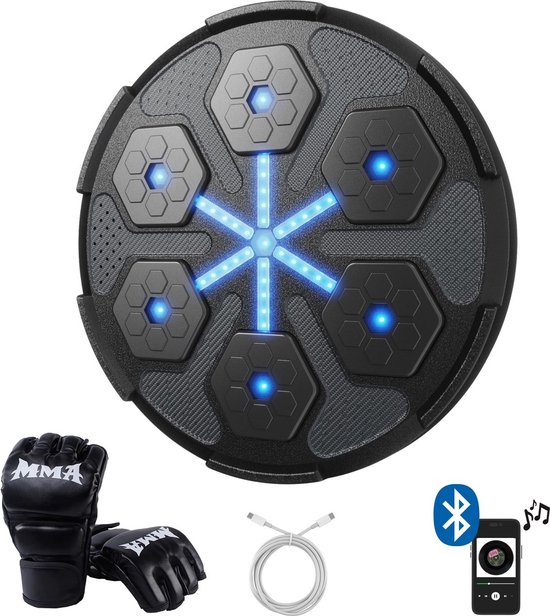 Smart Music Boxing Machine - 8 Trainingslevels - Inclusief Handschoenen - Intelligente Bokszak - Verbinding met Bluetooth - Digitale Boksmachine met Muziek - Boksbal - Boxmachine - Training op Niveau - Boxing - Fitness