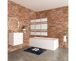 Aica Scandinavische Badwand 140x140cm,3-Delig Inklapbaar,6mm Wit Gesatineerd Easy Clean Gehard Glas,Chroom Frame,Eenvoudige Montage