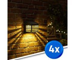 Solar wandlamp buiten 'Stripe' - Set van 4 stuks - Tuinverlichting op zonne-energie geschikt voor schutting - Zwart