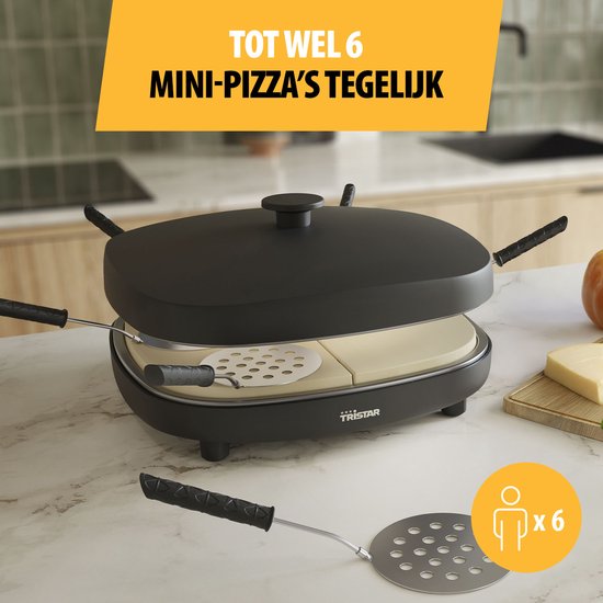 Tristar PZ-9176 Pizza Gourmetset - Family 6 Mini Pizza Oven - Voor 6 personen - Inclusief deegsnijder — afbeelding 3
