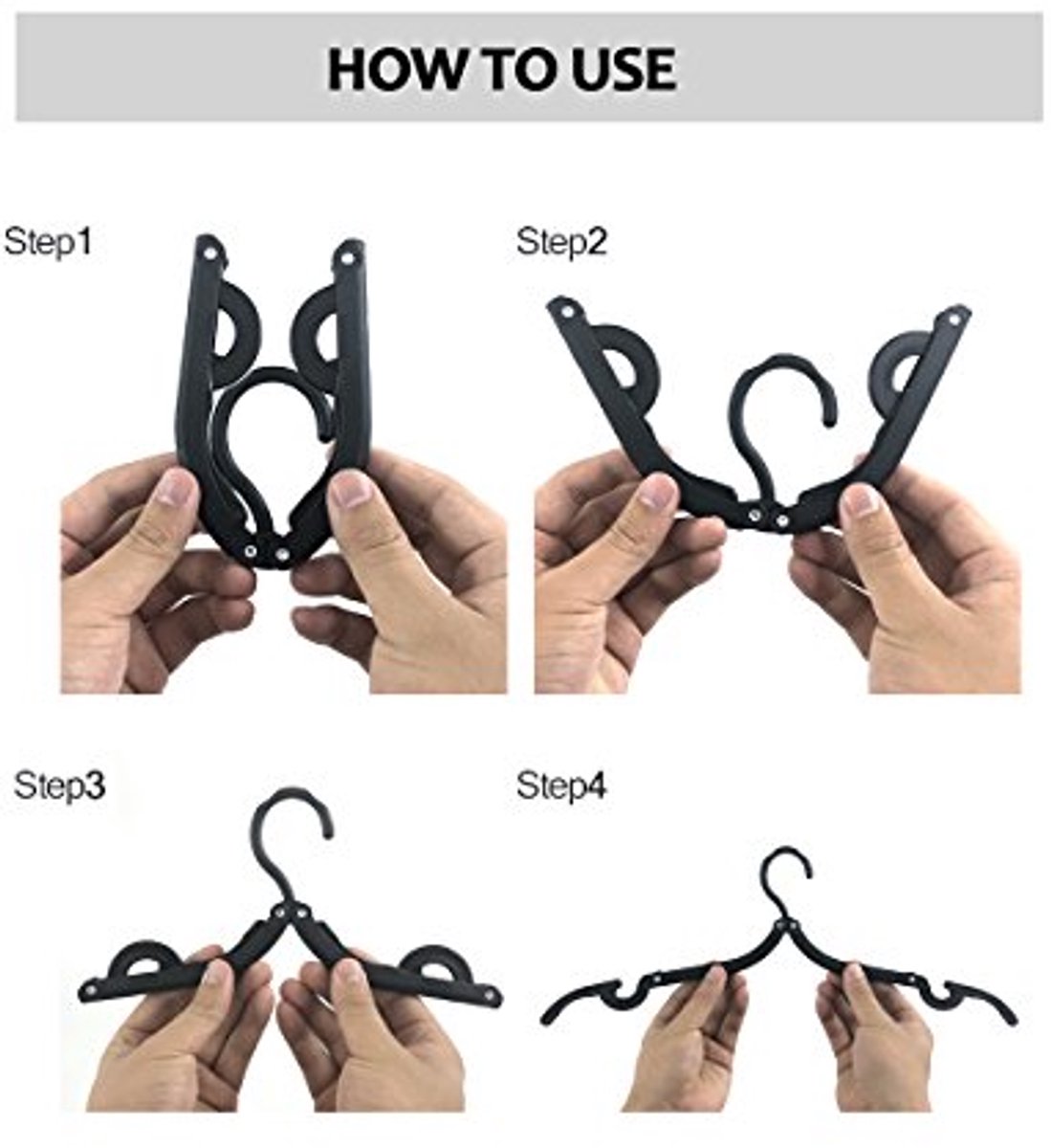Opvouwbare Kleerhangers - 12 Stuks Zwart voor Reizen