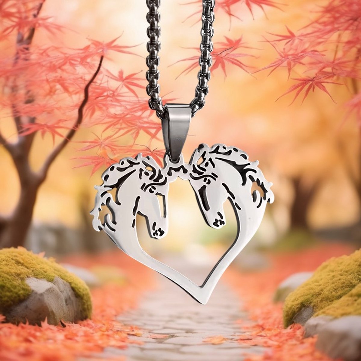 My Sweet Romance® - Ketting met 2 Paarden - Zilverkleurig