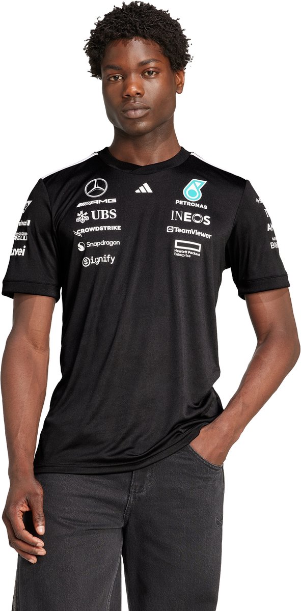 adidas Performance MERCEDES AMG PETRONAS FORMULA ONE TEAM DRIVER SHIRT Heren Zwart