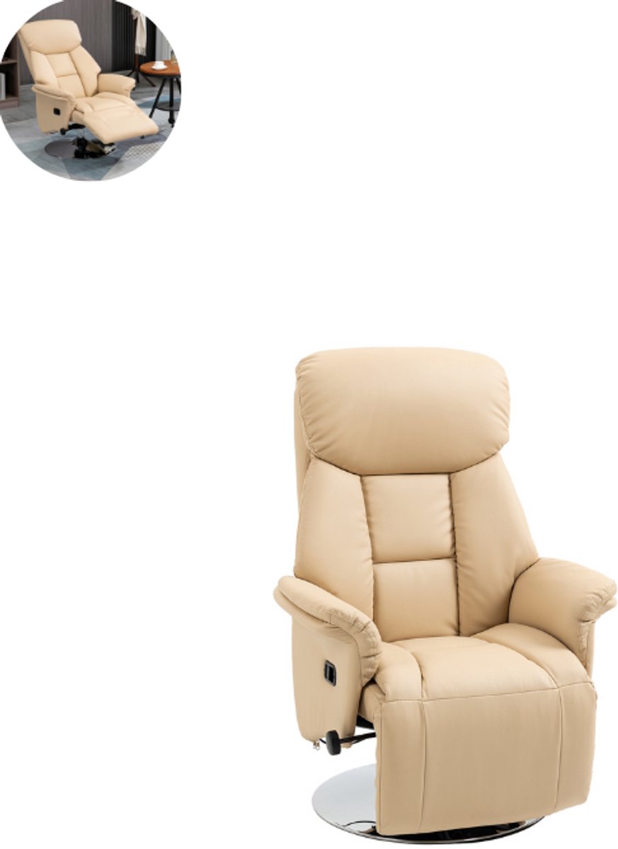 Fauteuil - Relaxzetel - Relaxstoel - Relaxfauteuil - Stoel - Met armleuning - Voor één Persoon - Beige