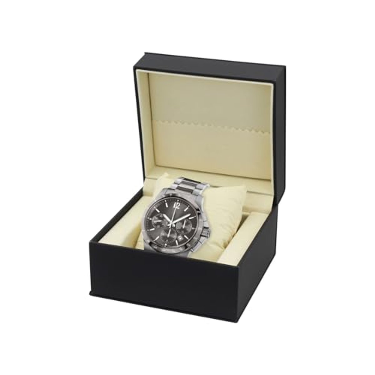 Horlogebox voor mannen en vrouwen met afneembaar kussen - Draagbare opbergdoos voor horloges van PU-leer (zwart)