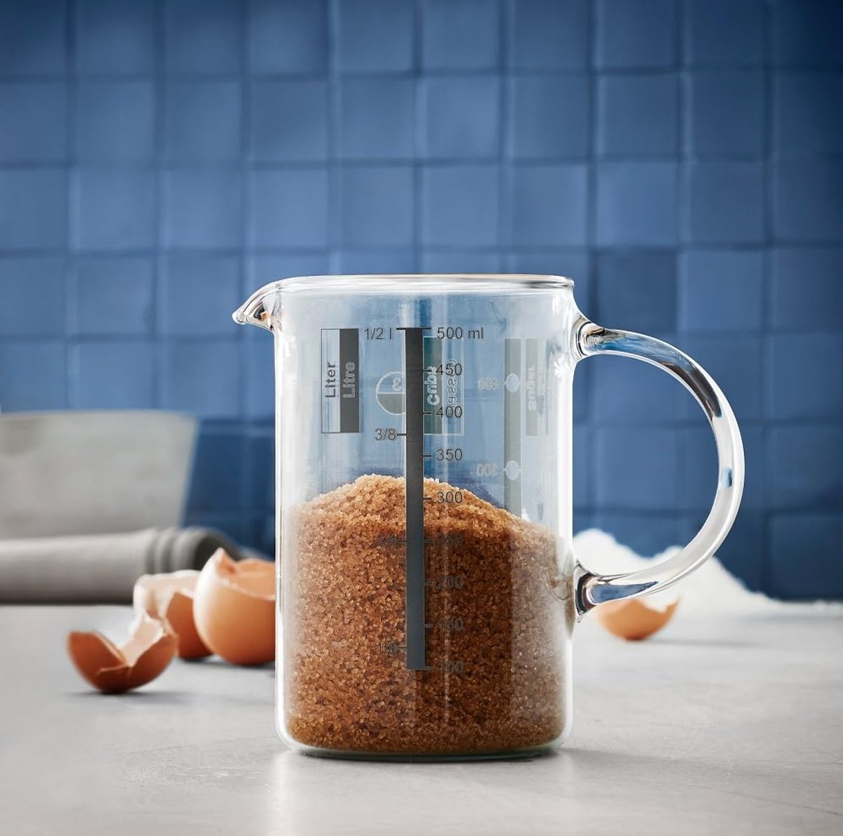 Glazen Maatbeker 0,5 L - Warmtebestendig met Schaal voor L, Ml, Kopjes en Grams