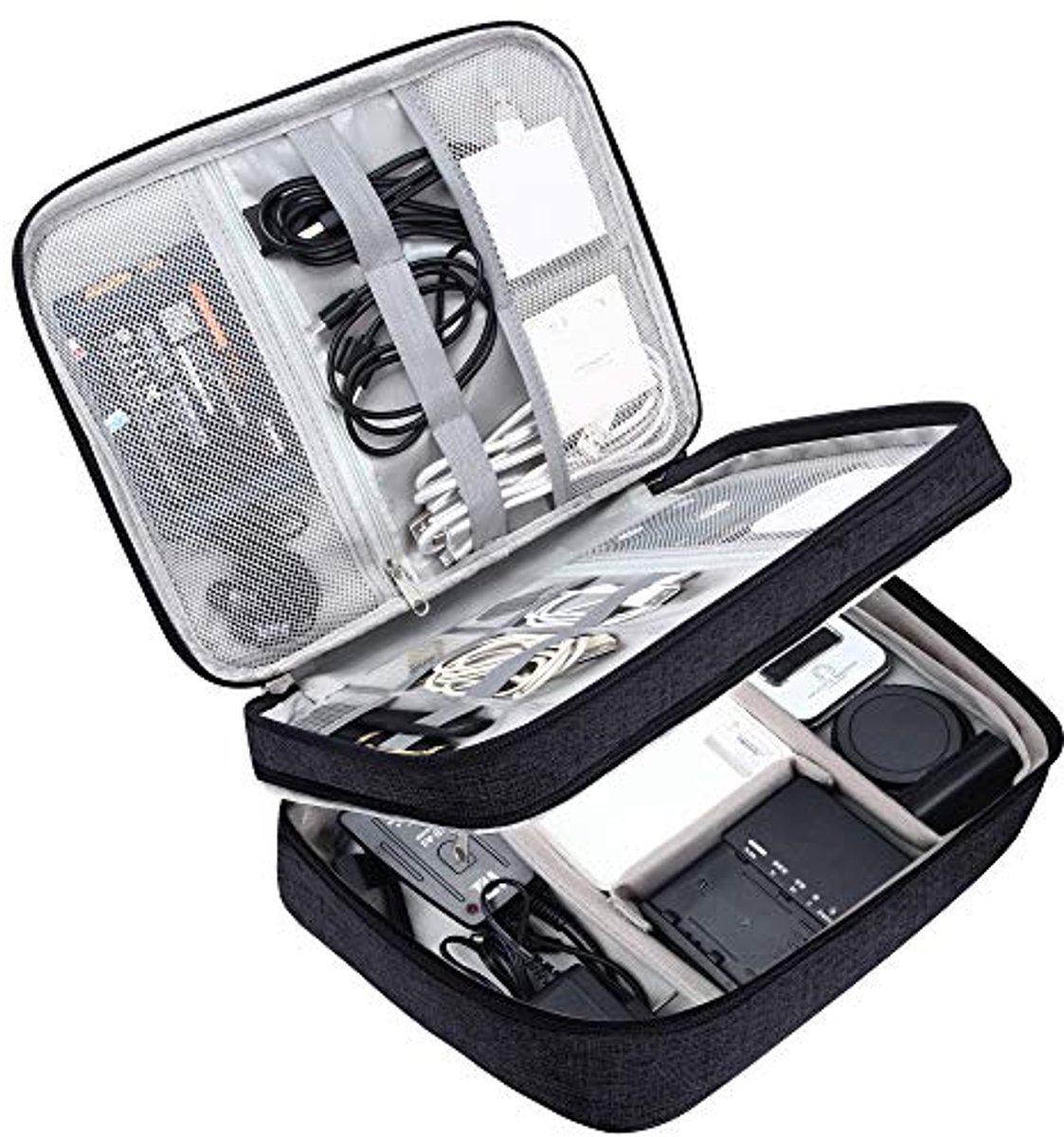 Waterdichte Dubbellaags Elektronica Organizer - Draagbare Tas voor Kabels en Accessoires