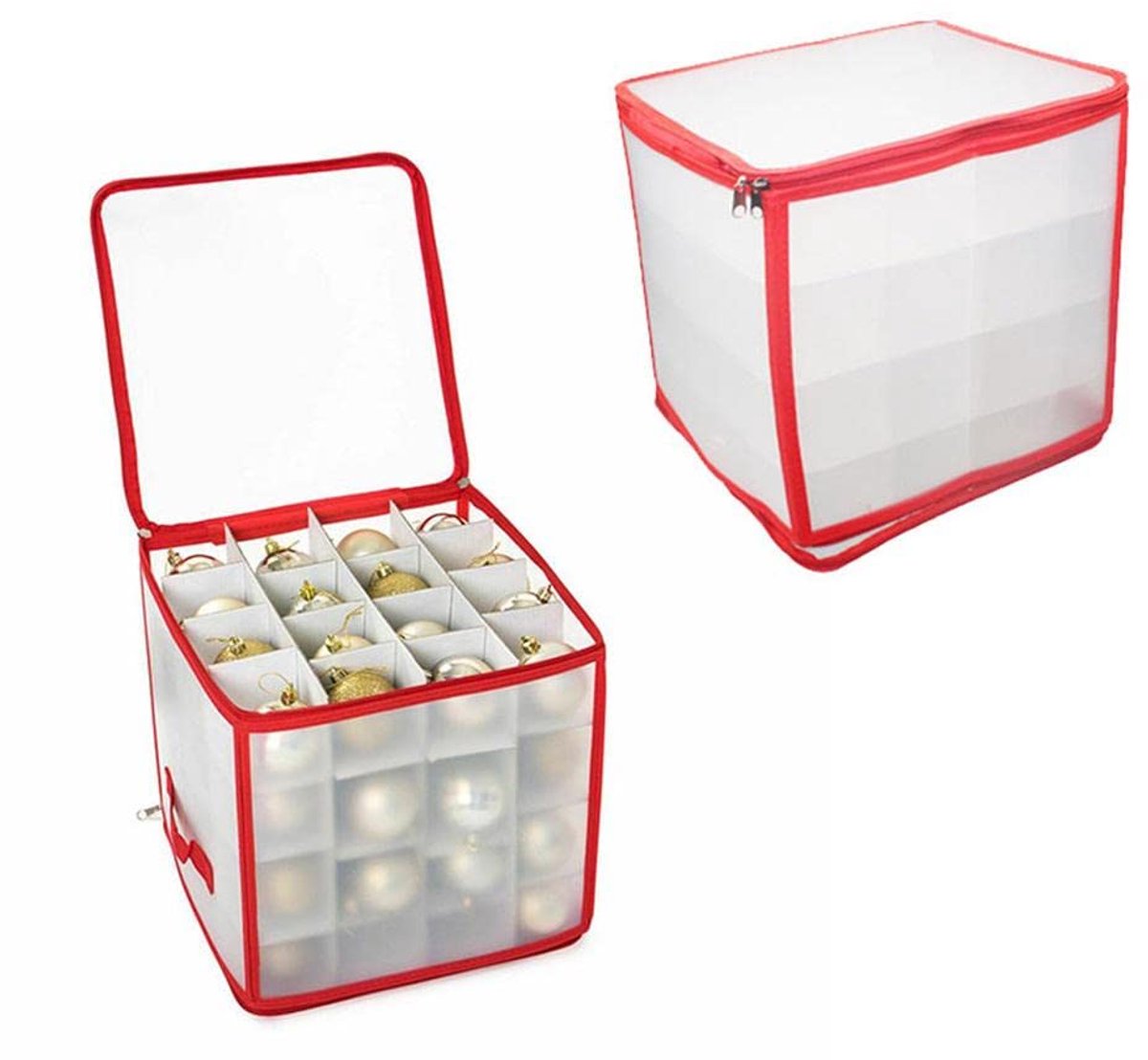 Unyqoos® Stevige opbergdoos voor kerstballen en decoraties met rits en compartimenten