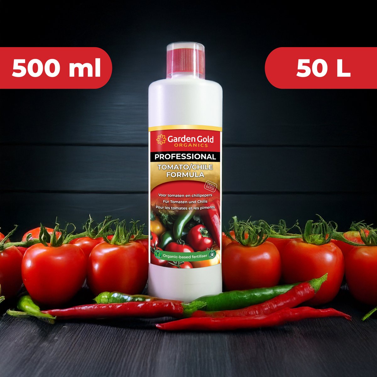 Garden Gold Biologische Tomatenvoeding – 500 ml – Voor Tomaten, Chilipepers, Pepers en Paprika – 5-15 ml per 1 L Water