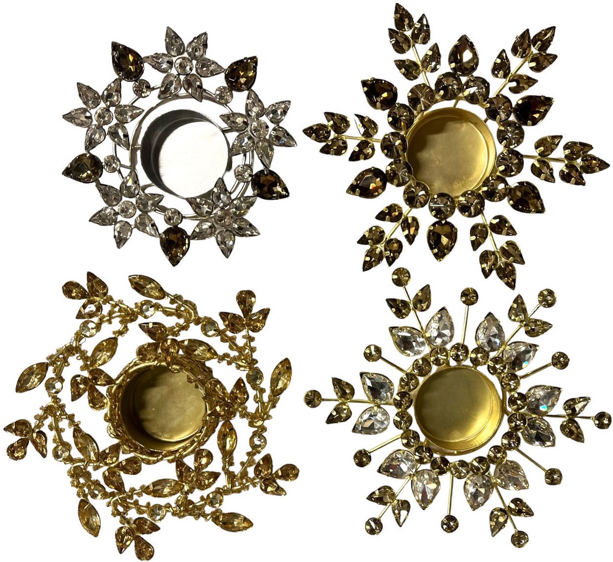 Home Society - Waxinelichthouder - Bling - Goudkleurig - Set van 4