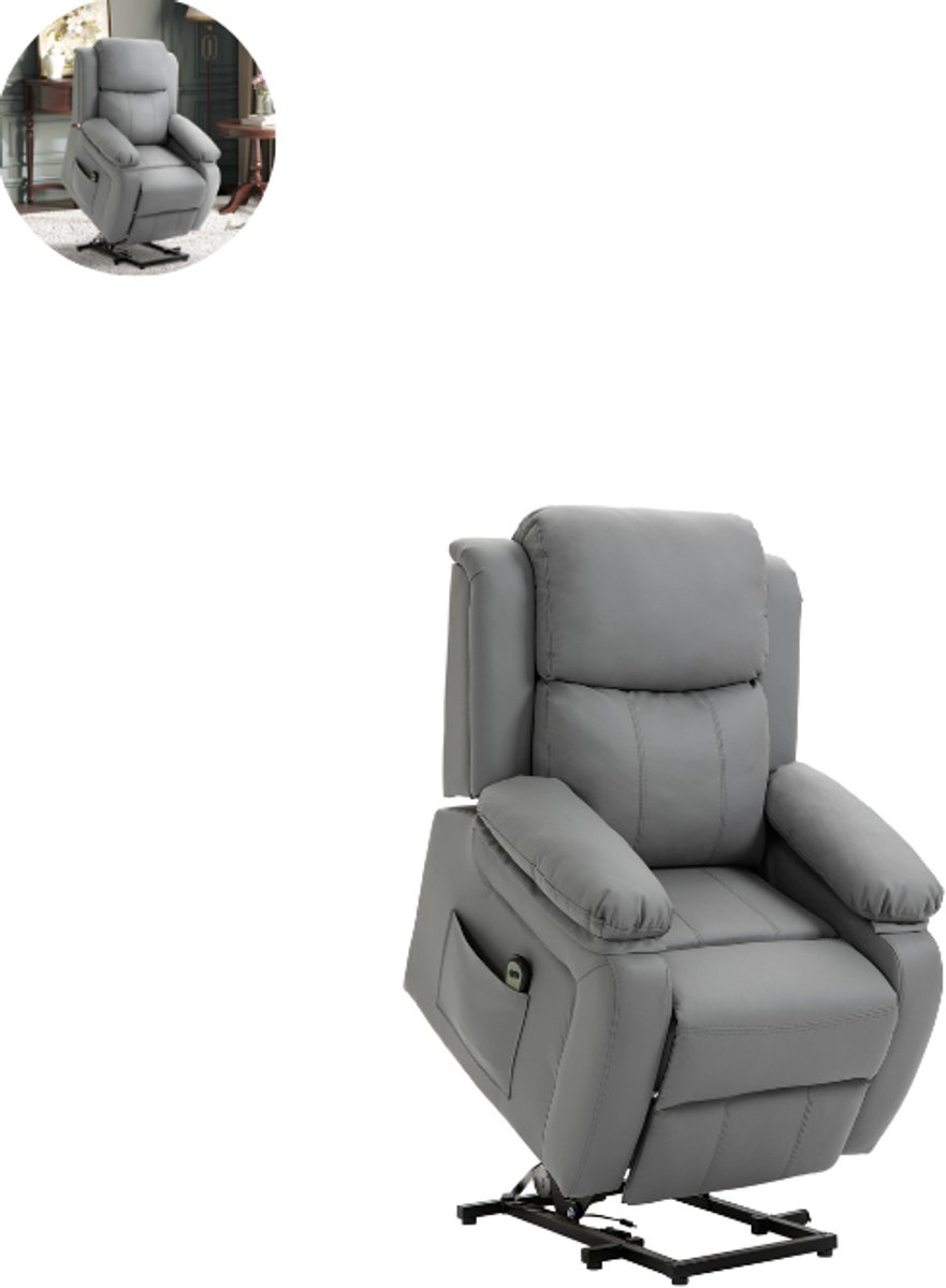 Sta op stoel elektrisch - Relaxfauteuil - Zetel - Stof - 1 persoons - Met armleuning - Zeer comfortabel - Elektrisch - Grijs