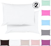 Tavas Kussenslopen 50 x 70 cm Set van 2 Wit Katoen 100% Hotelkwaliteit Kussensloop met rits