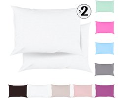 Tavas Kussenslopen 50 x 70 cm Set van 2 Wit Katoen 100% Hotelkwaliteit Kussensloop met rits