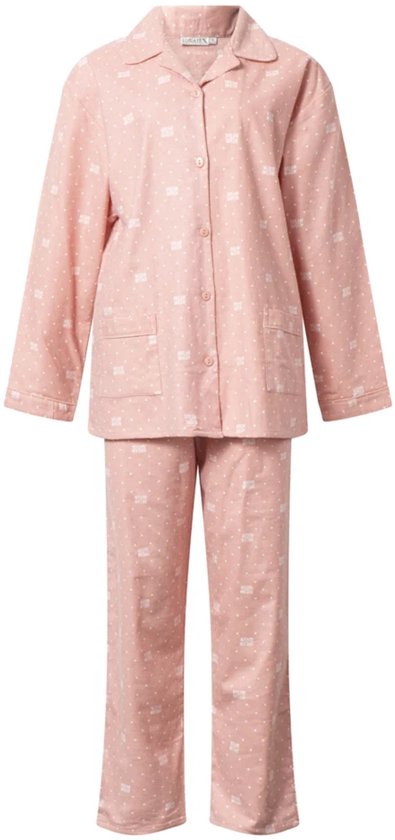 Lunatex - klassieke dames pyjama flanel 641976 - dream queen - roze - maat M