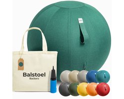 Backerz Zitbal 65 CM - Zitballen met Hoes Linnen - Ergonomische Bureaustoel Kantoor en Thuis - Luxe Yoga Bal - Groen