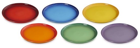 Le Creuset Ensemble de 6 assiettes petit déjeuner 22 cm Rainbow Colors