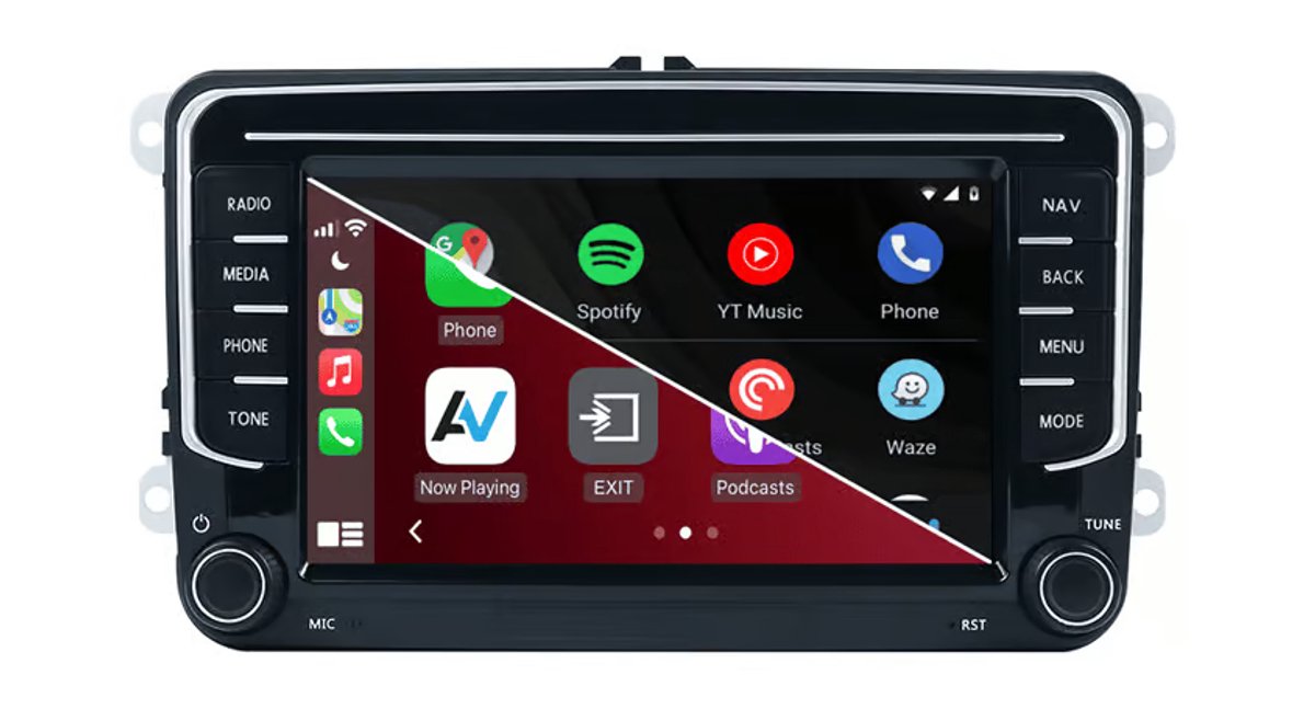 Audiovolt® Autoradio - Geschikt voor Volkswagen, Seat, Skoda Draadloos Apple Carplay & Android Auto - Navigatiesysteem - Bluetooth Golf Transporter Caddy en meer