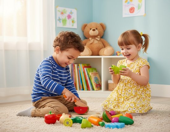 Jouet en bois fruits et légumes 17 pièces Avec planche à