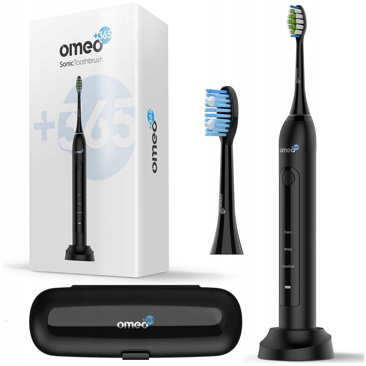 OMEO +365 Classic - Elektrische Tandenborstel Sonisch - Zwart - 48000 bewegingen/min - 60 dagen batterij - IPX7 waterdicht