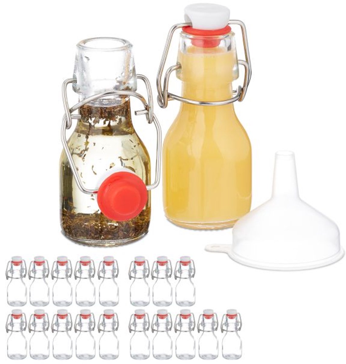 Doodadeals® Beugelflesjes – Set van 20 – Glazen Flessen met Beugelsluiting – 50 ml – Bottelset