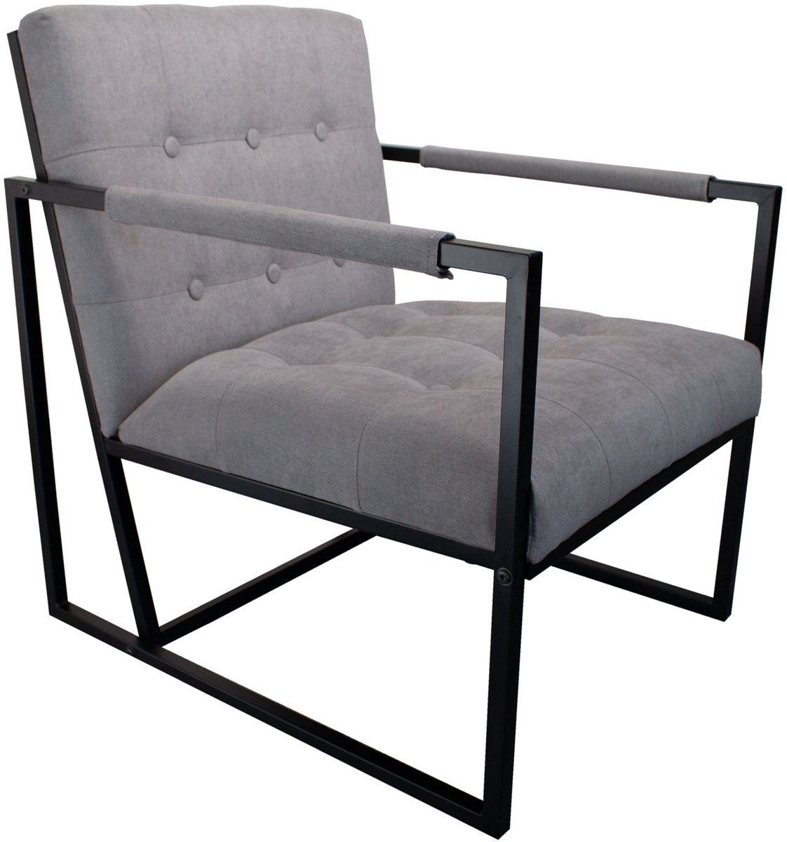 SVITA JONES cocktailstoel - loungestoel bekleed met stalen frame stof lichtgrijs