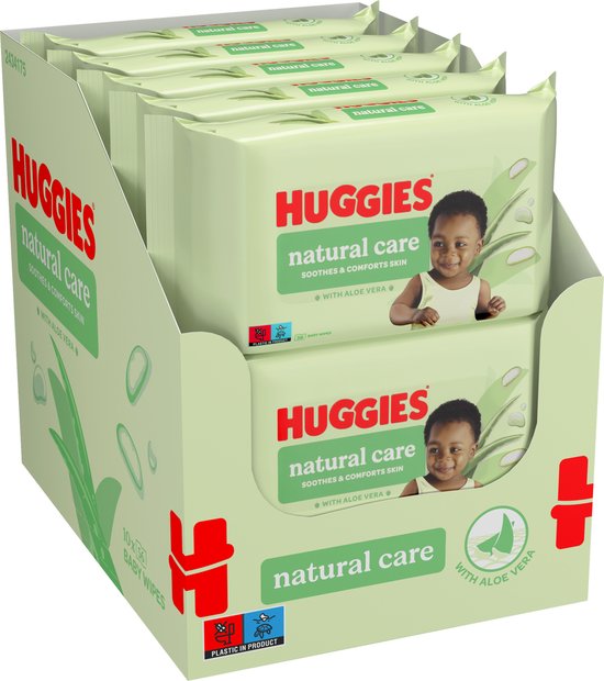 Huggies billendoekjes - Natural Care - 10 x 56 stuks - 560 doekjes - voordeelverpakking
