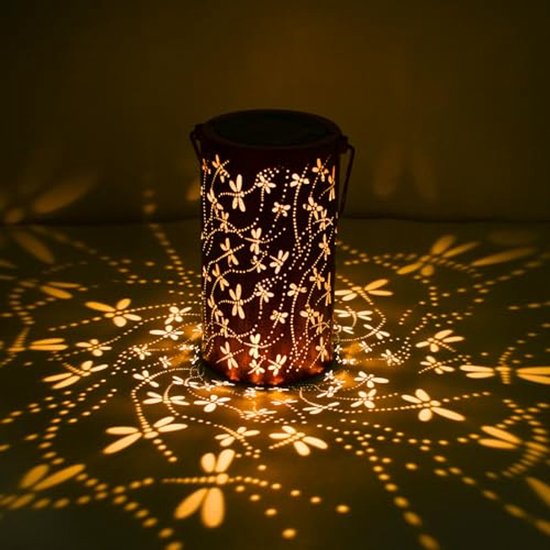 Solar Lantaarn Wicker Ijzer Terra - Warm Wit | De Boet