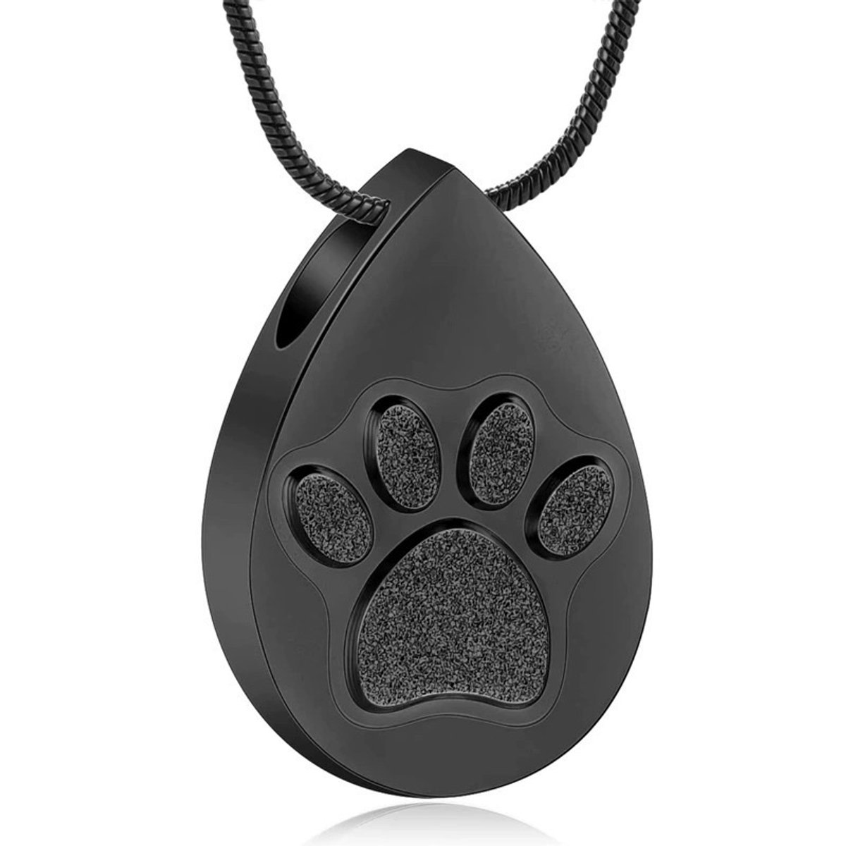 Dutch Duvall | Luxe ashanger | Assieraad | druppel dieren poot | Ashanger | gedenksieraad | met ketting en vulsetje | zwart kleurige assieraad