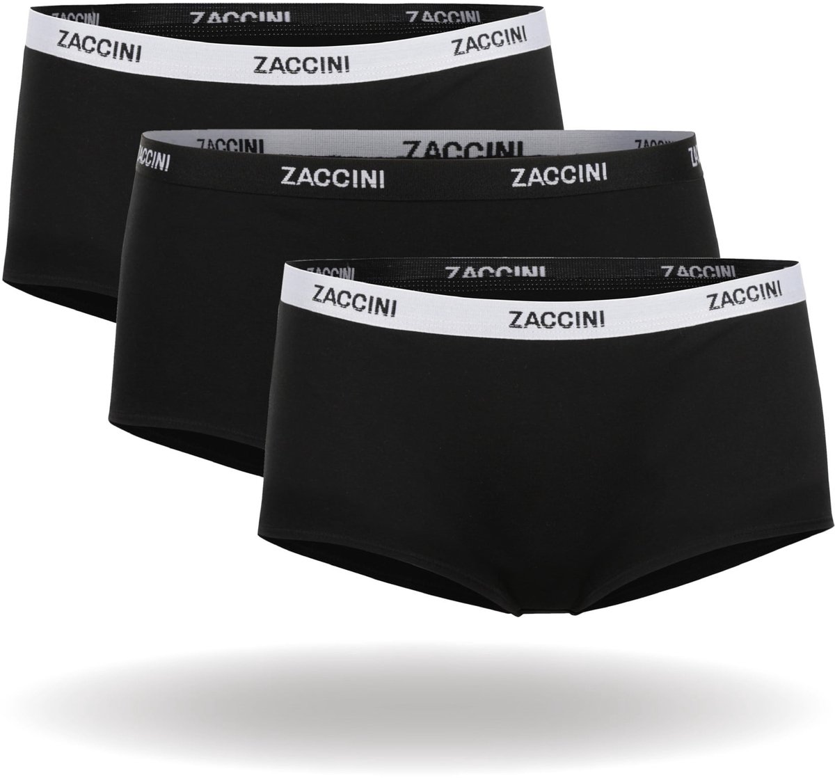 Zaccini Cotton Stretch Boxershorts - Zwart - 3 stuks - Dames onderbroeken - Boxer - 95% Katoen - Maat S