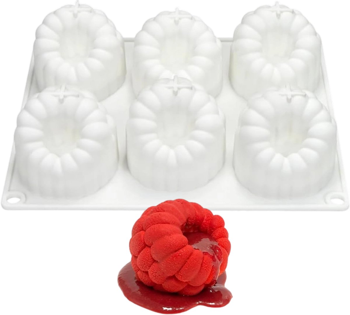 QTTVBTNA - 1 Stuk Siliconen Vorm - Framboos Dessertvorm voor Chocolade Mousse, Jelly, IJsblokjes & Bonbons - Flexibele Mal voor Taartjes en Gebak - Herbruikbaar Keukengerei & Bakaccessoires